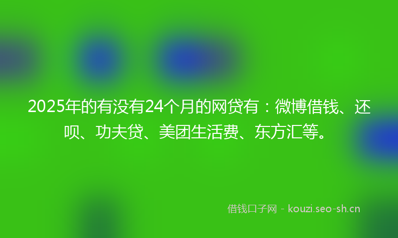 2025年的有没有24个月的网贷有:微博借钱、还呗、功夫贷、美团生活费、东方汇等。