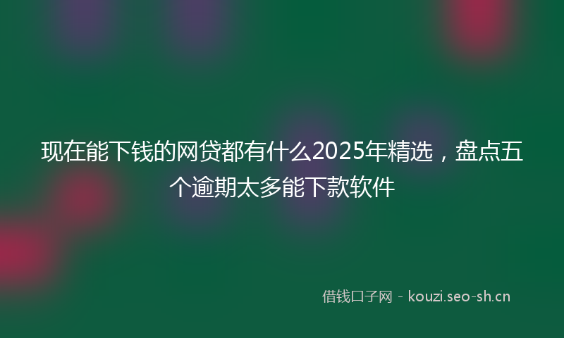 现在能下钱的网贷都有什么2025年精选,盘点五个逾期太多能下款软件