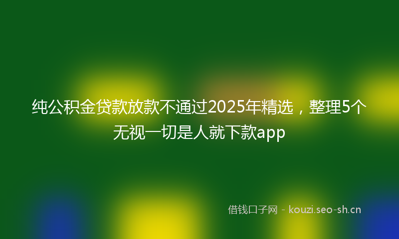纯公积金贷款放款不通过2025年精选，整理5个无视一切是人就下款app