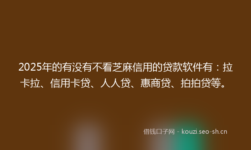 2025年的有没有不看芝麻信用的贷款软件有：拉卡拉、信用卡贷、人人贷、惠商贷、拍拍贷等。