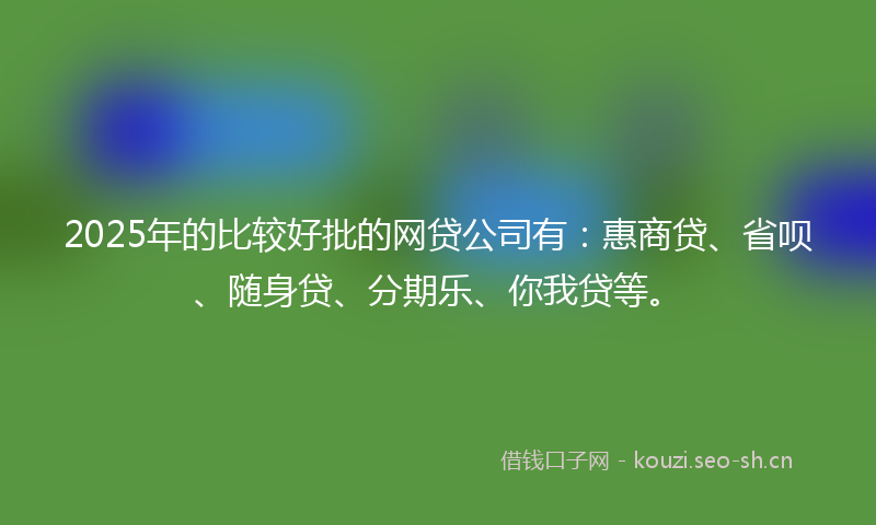 2025年的比较好批的网贷公司有：惠商贷、省呗、随身贷、分期乐、你我贷等。