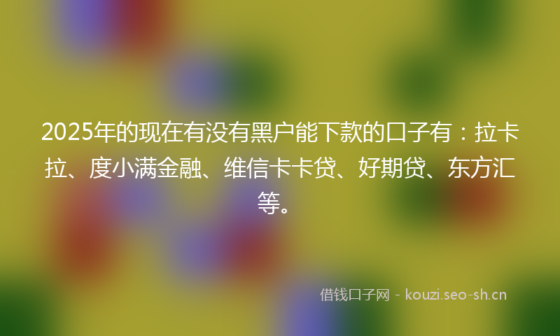 2025年的现在有没有黑户能下款的口子有：拉卡拉、度小满金融、维信卡卡贷、好期贷、东方汇等。