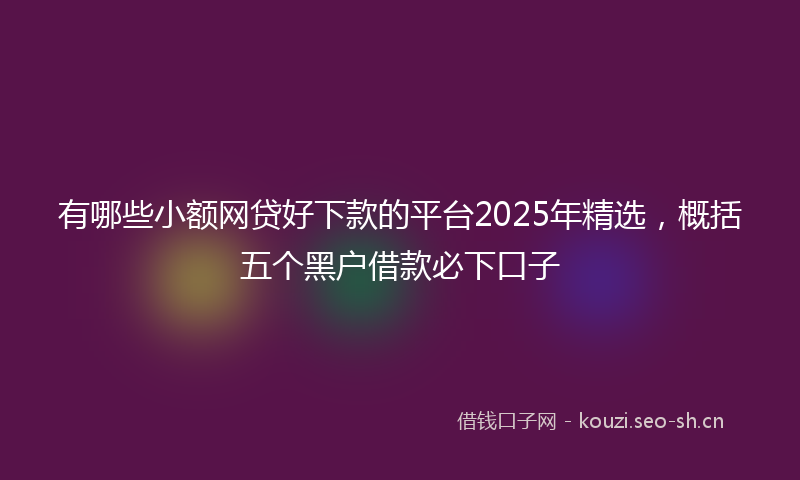 有哪些小额网贷好下款的平台2025年精选，概括五个黑户借款必下口子