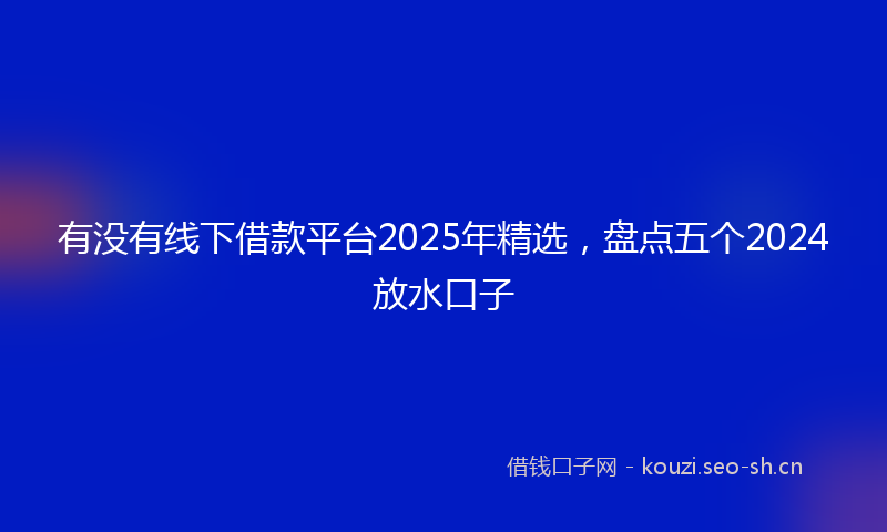 有没有线下借款平台2025年精选，盘点五个2024放水口子