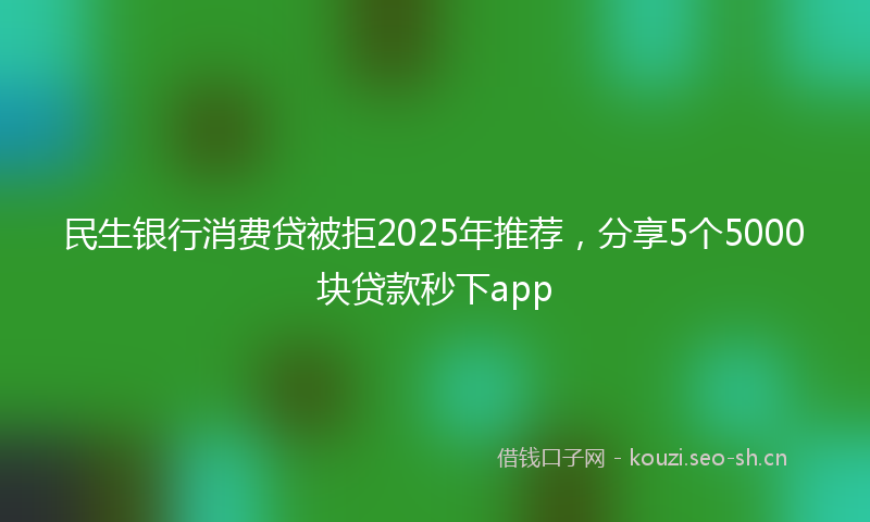 民生银行消费贷被拒2025年推荐，分享5个5000块贷款秒下app