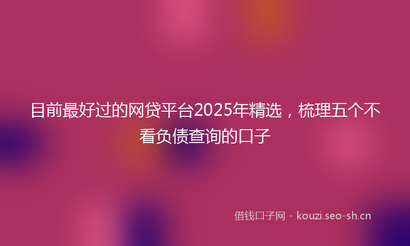 目前最好过的网贷平台2025年精选，梳理五个不看负债查询的口子