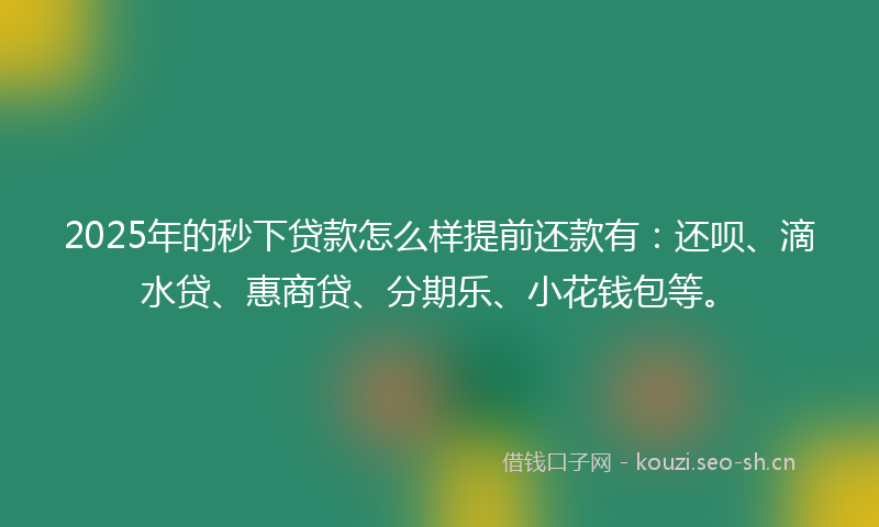 2025年的秒下贷款怎么样提前还款有：还呗、滴水贷、惠商贷、分期乐、小花钱包等。