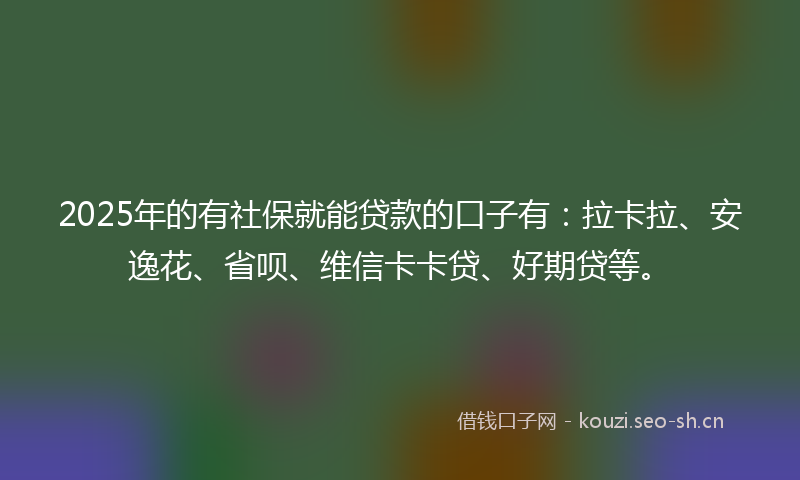 2025年的有社保就能贷款的口子有：拉卡拉、安逸花、省呗、维信卡卡贷、好期贷等。