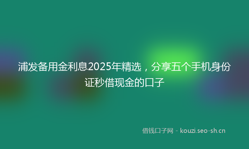 浦发备用金利息2025年精选，分享五个手机身份证秒借现金的口子