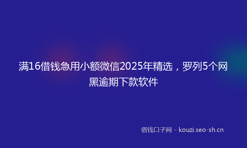 满16借钱急用小额微信2025年精选，罗列5个网黑逾期下款软件