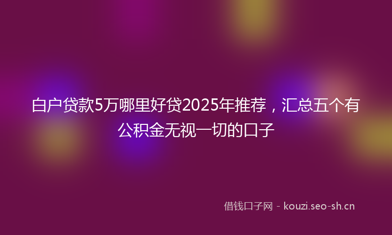 白户贷款5万哪里好贷2025年推荐，汇总五个有公积金无视一切的口子