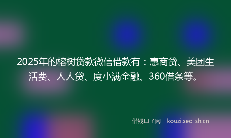 2025年的榕树贷款微信借款有：惠商贷、美团生活费、人人贷、度小满金融、360借条等。