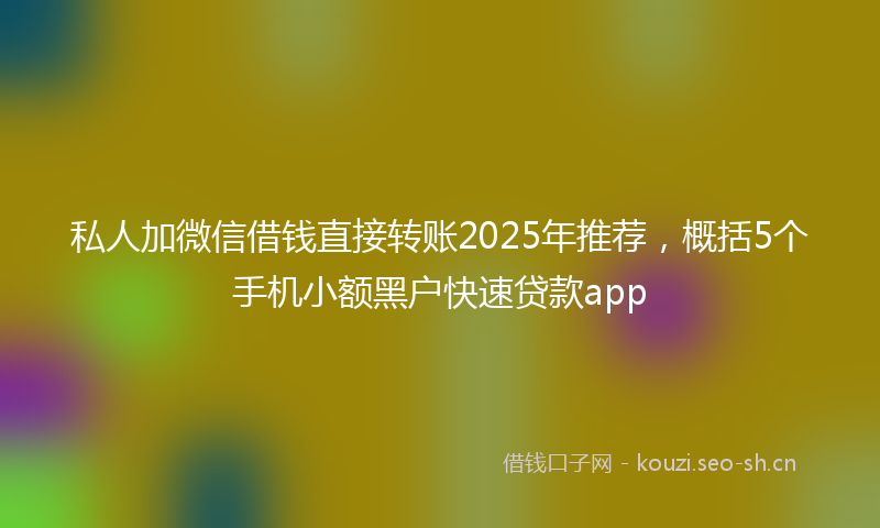 私人加微信借钱直接转账2025年推荐，概括5个手机小额黑户快速贷款app