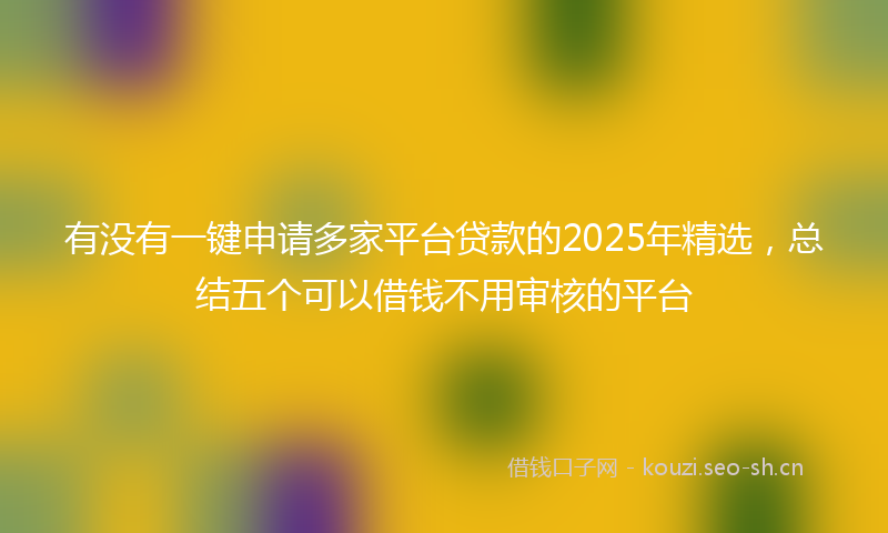 有没有一键申请多家平台贷款的2025年精选,总结五个可以借钱不用审核的平台