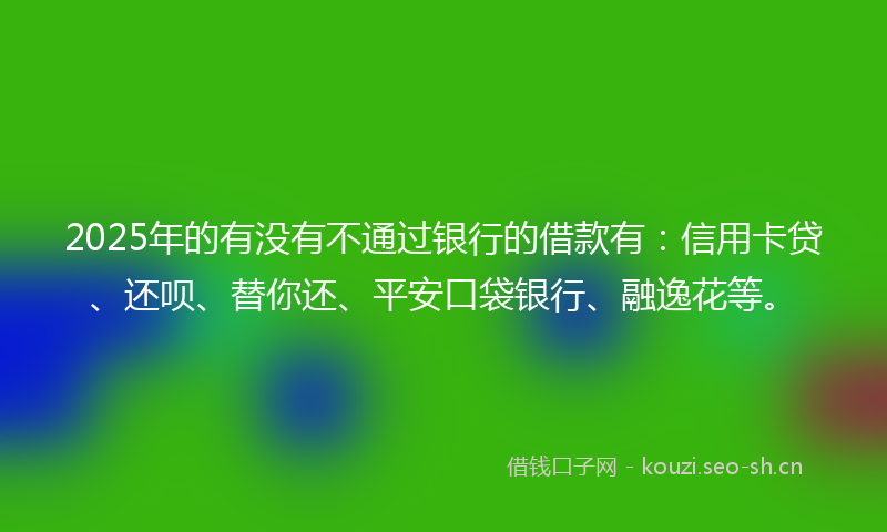 2025年的有没有不通过银行的借款有：信用卡贷、还呗、替你还、平安口袋银行、融逸花等。