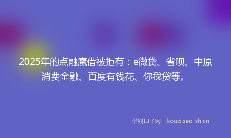 2025年的点融魔借被拒有：e微贷、省呗、中原消费金融、百度有钱花、你我贷等。