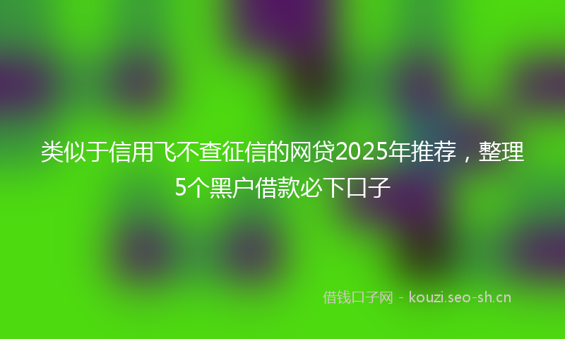 类似于信用飞不查征信的网贷2025年推荐，整理5个黑户借款必下口子