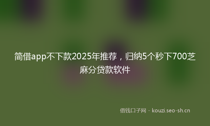 简借app不下款2025年推荐，归纳5个秒下700芝麻分贷款软件