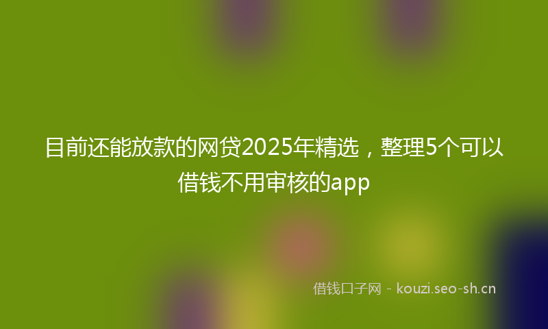 目前还能放款的网贷2025年精选，整理5个可以借钱不用审核的app
