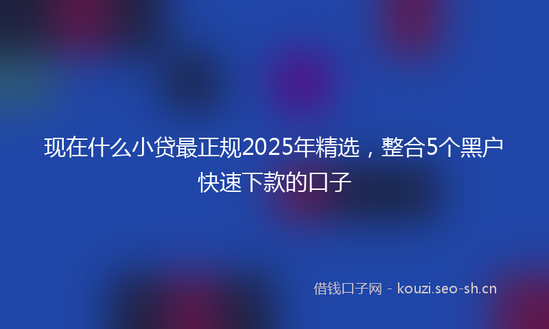 现在什么小贷最正规2025年精选，整合5个黑户快速下款的口子