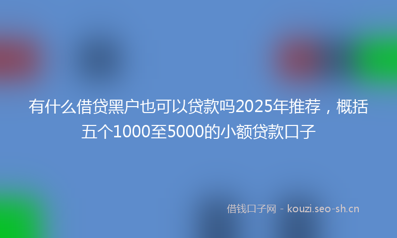 有什么借贷黑户也可以贷款吗2025年推荐，概括五个1000至5000的小额贷款口子
