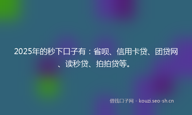 2025年的秒下口子有：省呗、信用卡贷、团贷网、读秒贷、拍拍贷等。