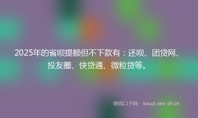 2025年的省呗提额但不下款有：还呗、团贷网、投友圈、快贷通、微粒贷等。