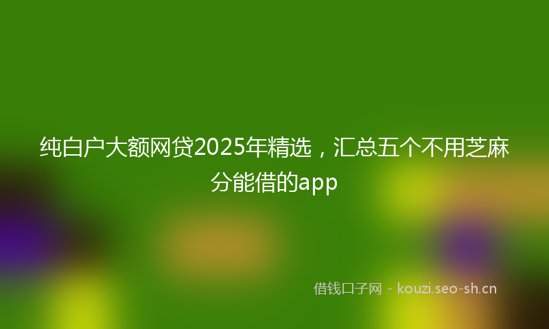 纯白户大额网贷2025年精选，汇总五个不用芝麻分能借的app