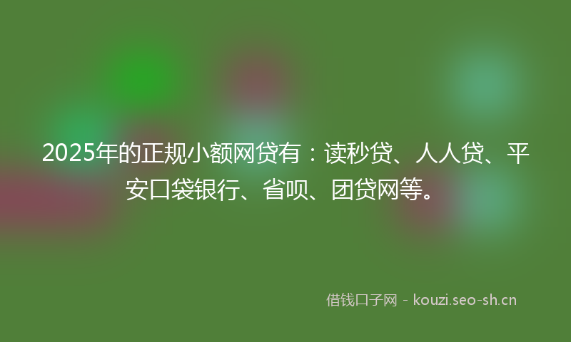 2025年的正规小额网贷有：读秒贷、人人贷、平安口袋银行、省呗、团贷网等。