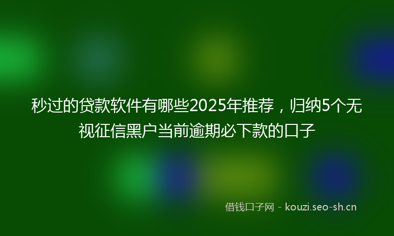 秒过的贷款软件有哪些2025年推荐，归纳5个无视征信黑户当前逾期必下款的口子