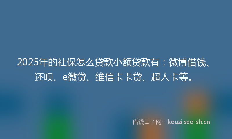 2025年的社保怎么贷款小额贷款有：微博借钱、还呗、e微贷、维信卡卡贷、超人卡等。