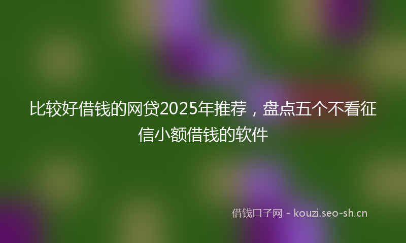比较好借钱的网贷2025年推荐，盘点五个不看征信小额借钱的软件