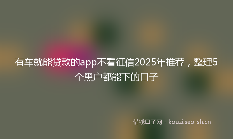 有车就能贷款的app不看征信2025年推荐，整理5个黑户都能下的口子
