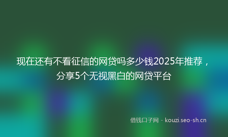 现在还有不看征信的网贷吗多少钱2025年推荐,分享5个无视黑白的网贷平台