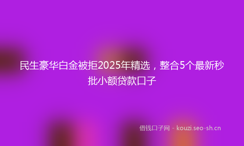 民生豪华白金被拒2025年精选，整合5个最新秒批小额贷款口子