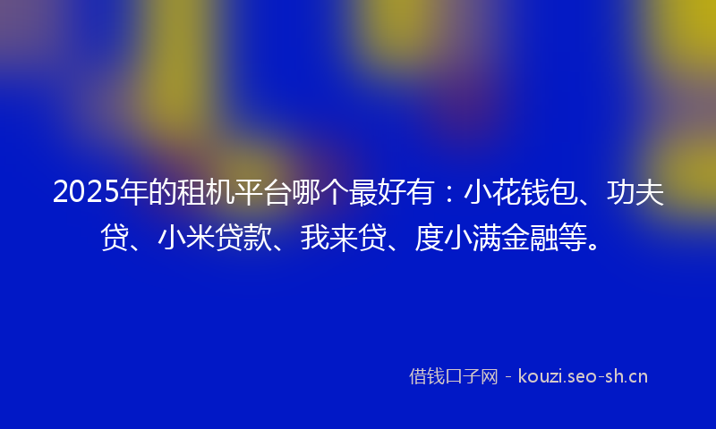 2025年的租机平台哪个最好有：小花钱包、功夫贷、小米贷款、我来贷、度小满金融等。