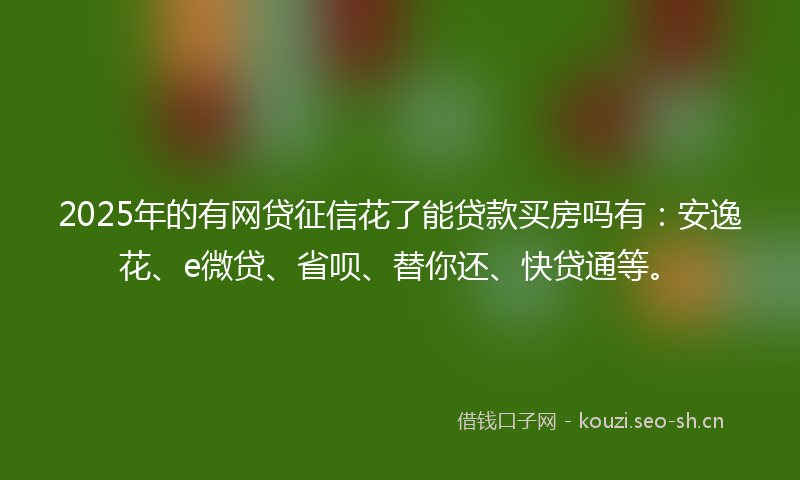 2025年的有网贷征信花了能贷款买房吗有：安逸花、e微贷、省呗、替你还、快贷通等。