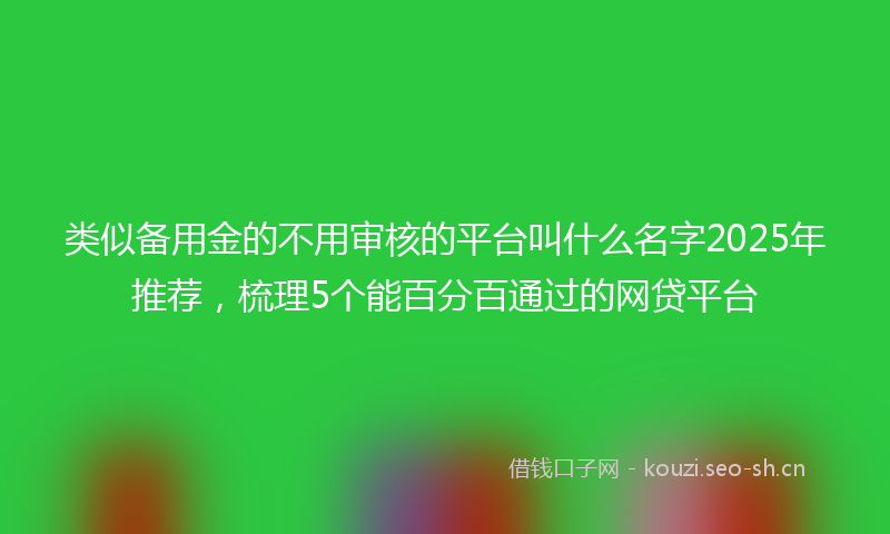 类似备用金的不用审核的平台叫什么名字2025年推荐，梳理5个能百分百通过的网贷平台
