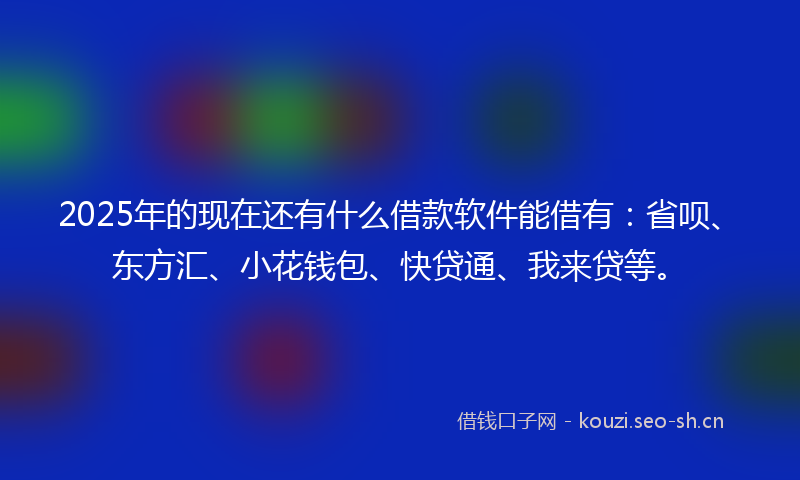 2025年的现在还有什么借款软件能借有：省呗、东方汇、小花钱包、快贷通、我来贷等。