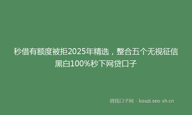 秒借有额度被拒2025年精选，整合五个无视征信黑白100%秒下网贷口子
