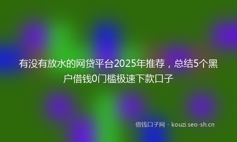 有没有放水的网贷平台2025年推荐，总结5个黑户借钱0门槛极速下款口子