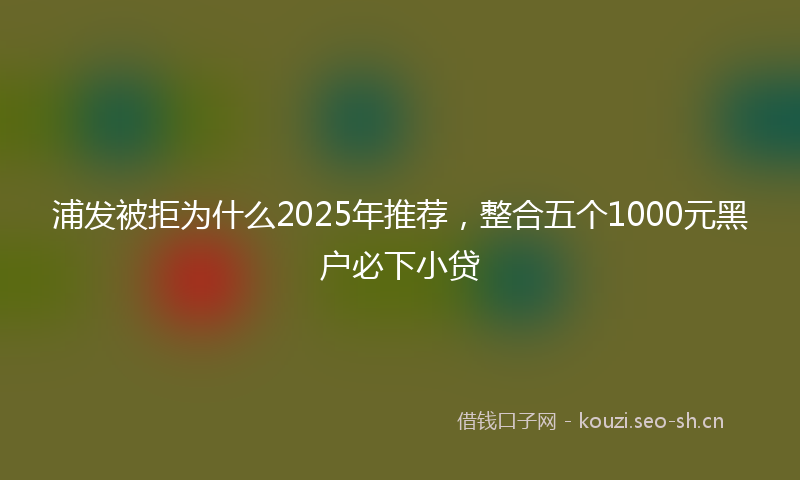 浦发被拒为什么2025年推荐,整合五个1000元黑户必下小贷