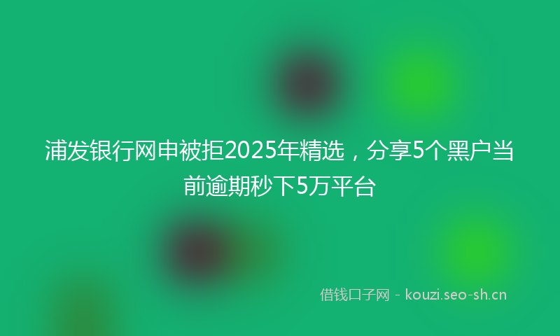 浦发银行网申被拒2025年精选，分享5个黑户当前逾期秒下5万平台