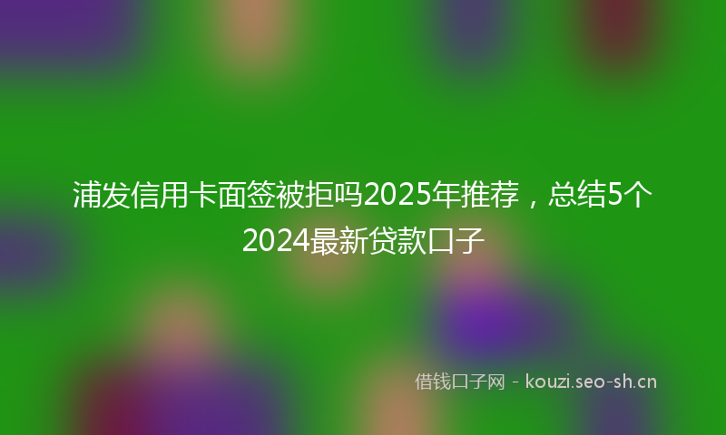 浦发信用卡面签被拒吗2025年推荐，总结5个2024最新贷款口子