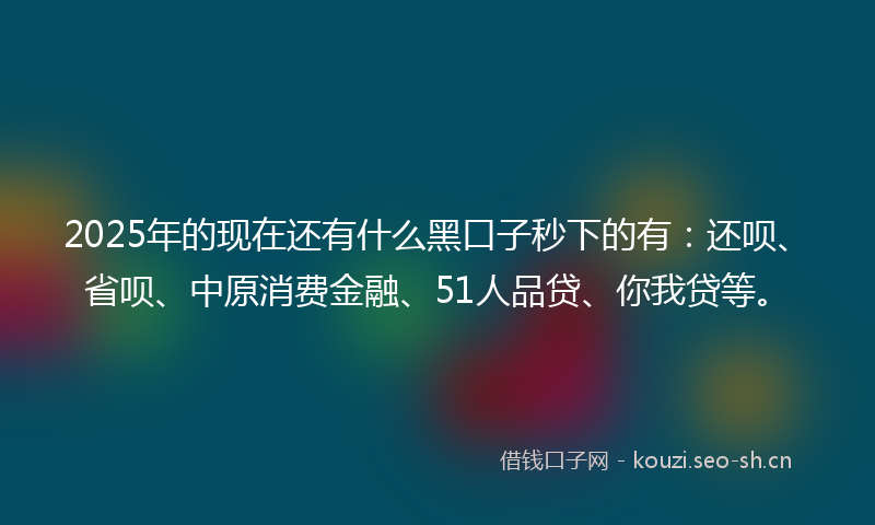 2025年的现在还有什么黑口子秒下的有:还呗、省呗、中原消费金融、51人品贷、你我贷等。