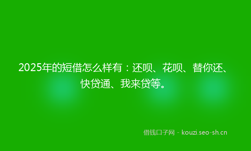 2025年的短借怎么样有：还呗、花呗、替你还、快贷通、我来贷等。