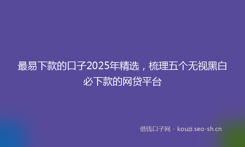 最易下款的口子2025年精选，梳理五个无视黑白必下款的网贷平台