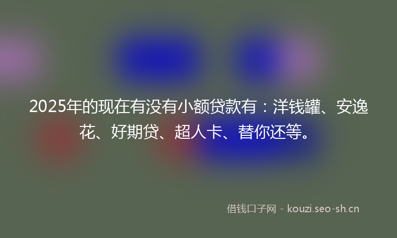 2025年的现在有没有小额贷款有：洋钱罐、安逸花、好期贷、超人卡、替你还等。
