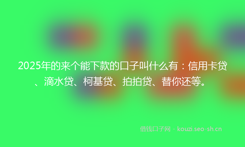 2025年的来个能下款的口子叫什么有：信用卡贷、滴水贷、柯基贷、拍拍贷、替你还等。