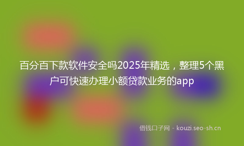百分百下款软件安全吗2025年精选，整理5个黑户可快速办理小额贷款业务的app